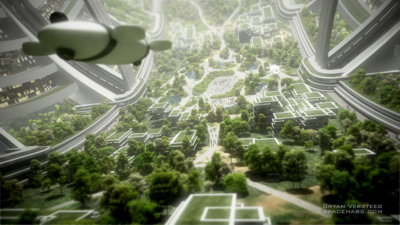 Illustration for article titled What a space city would actually look like in real life